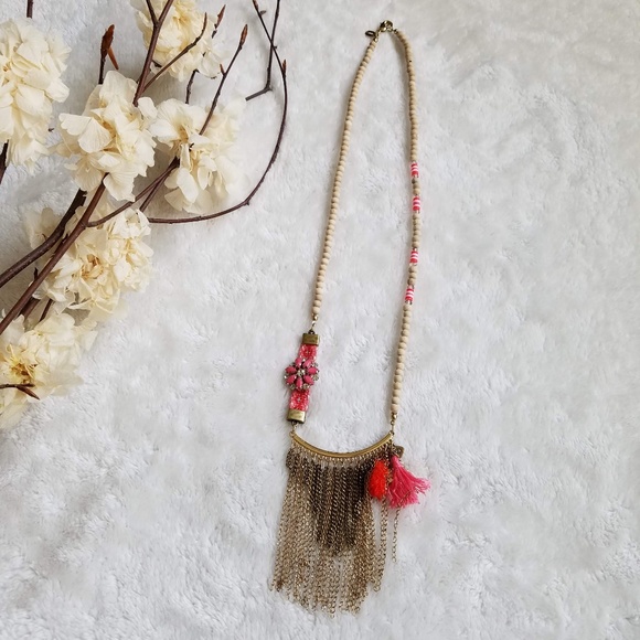 Express Wood Bead Gold Dangle Necklace, NWOT - Picture 3 of 8